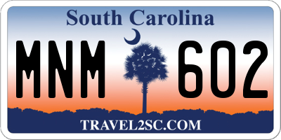 SC license plate MNM602