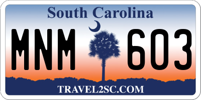 SC license plate MNM603