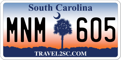 SC license plate MNM605