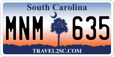 SC license plate MNM635