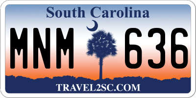 SC license plate MNM636
