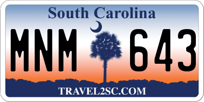 SC license plate MNM643