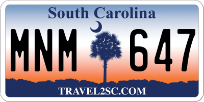 SC license plate MNM647