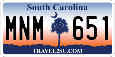 SC license plate MNM651