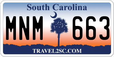 SC license plate MNM663
