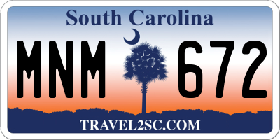 SC license plate MNM672