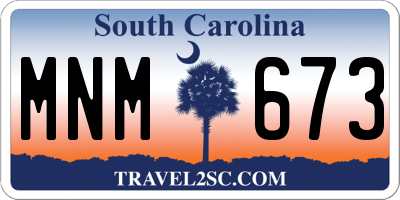 SC license plate MNM673