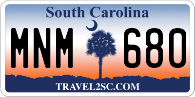 SC license plate MNM680