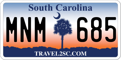 SC license plate MNM685