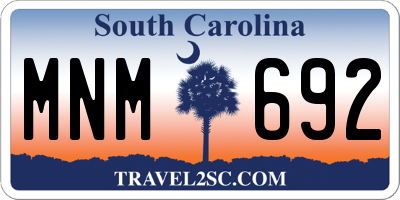 SC license plate MNM692