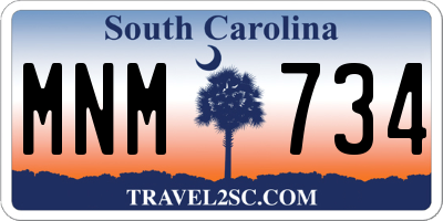 SC license plate MNM734