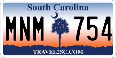 SC license plate MNM754