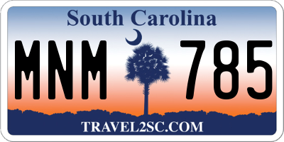 SC license plate MNM785