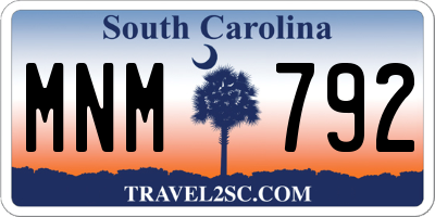 SC license plate MNM792