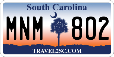 SC license plate MNM802