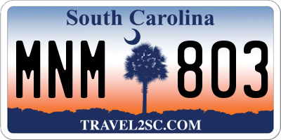 SC license plate MNM803