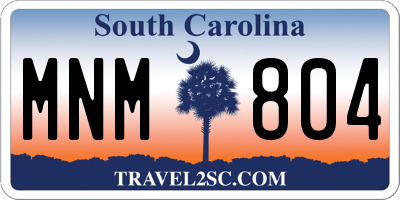 SC license plate MNM804