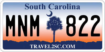 SC license plate MNM822