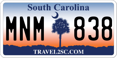 SC license plate MNM838
