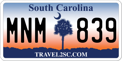 SC license plate MNM839