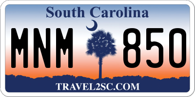 SC license plate MNM850