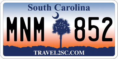 SC license plate MNM852