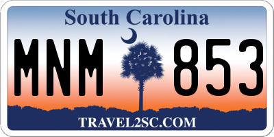 SC license plate MNM853