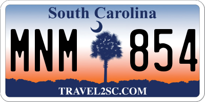 SC license plate MNM854