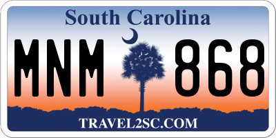 SC license plate MNM868