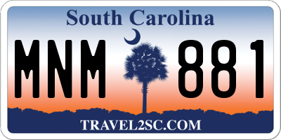 SC license plate MNM881
