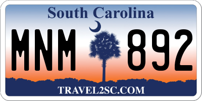 SC license plate MNM892