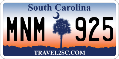 SC license plate MNM925