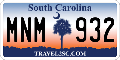 SC license plate MNM932
