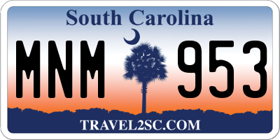 SC license plate MNM953