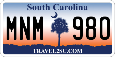 SC license plate MNM980