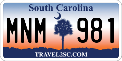 SC license plate MNM981