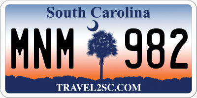 SC license plate MNM982