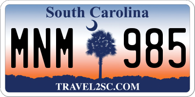 SC license plate MNM985
