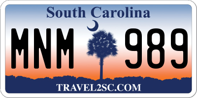 SC license plate MNM989
