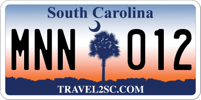 SC license plate MNN012
