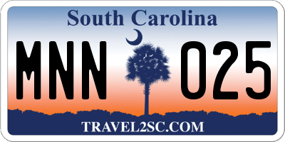 SC license plate MNN025