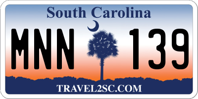 SC license plate MNN139