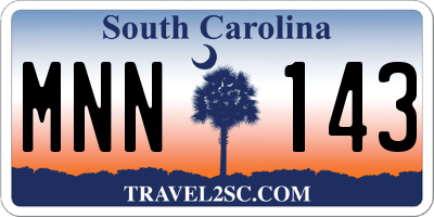 SC license plate MNN143