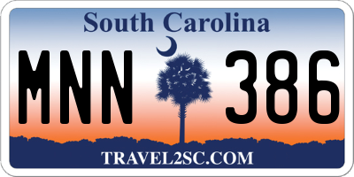 SC license plate MNN386