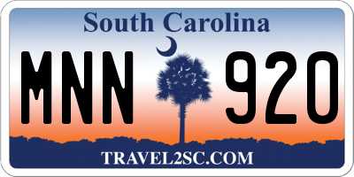 SC license plate MNN920