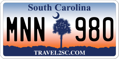 SC license plate MNN980