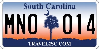 SC license plate MNO014