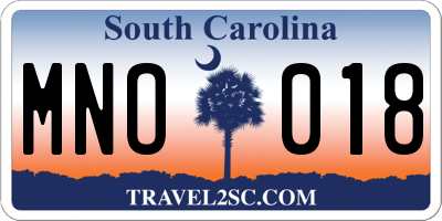 SC license plate MNO018