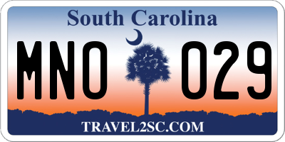 SC license plate MNO029