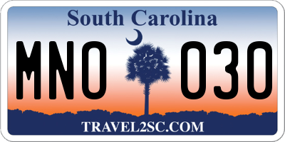 SC license plate MNO030